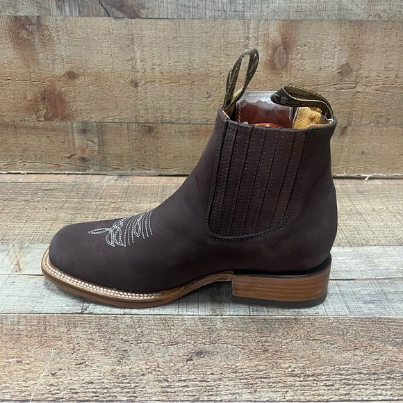 Men's Leather Western Cowboy Half Boot oleobuck moka Rodeo Botin moka 712 - Picture 5 of 6